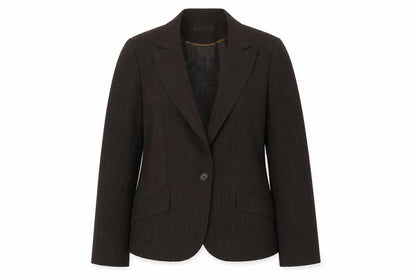 George Womens Brown Striped Polyester Jacket Suit Jacket Size 16