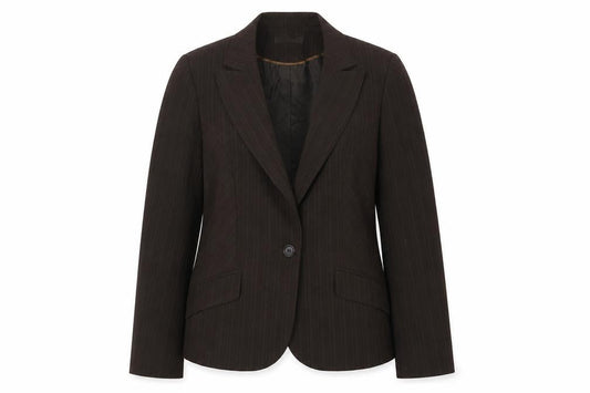 George Womens Brown Striped Polyester Jacket Suit Jacket Size 16
