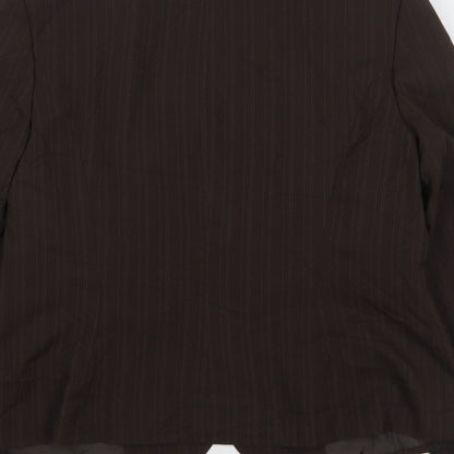 George Womens Brown Striped Polyester Jacket Suit Jacket Size 16