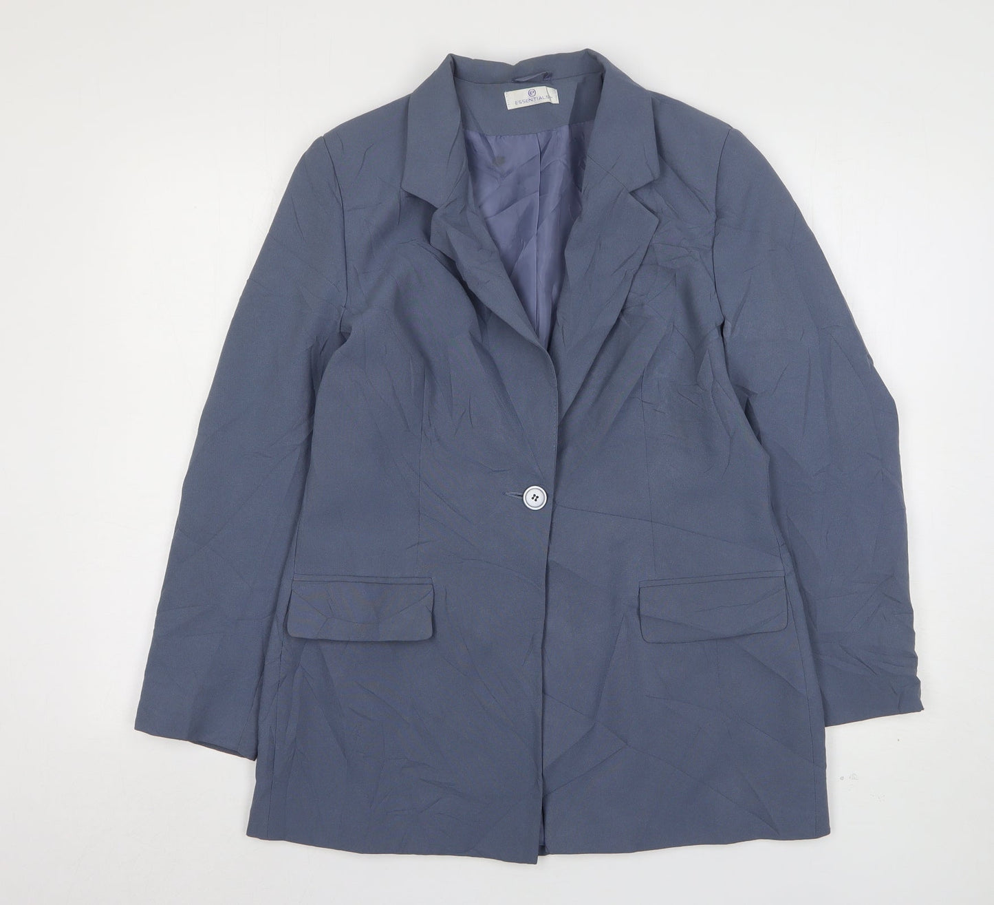 Essentials  Womens Blue  Polyester Jacket Suit Jacket Size 12