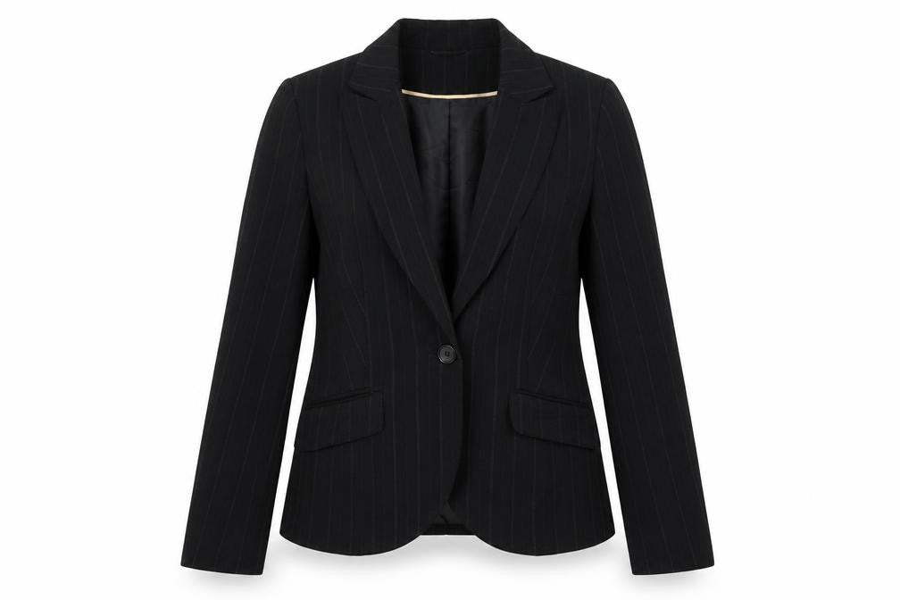 Dorothy Perkins Womens Black Striped Polyester Jacket Suit Jacket Size 12