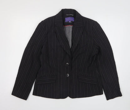 Autonomy Womens Grey Striped Polyester Jacket Suit Jacket Size 12