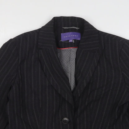 Autonomy Womens Grey Striped Polyester Jacket Suit Jacket Size 12