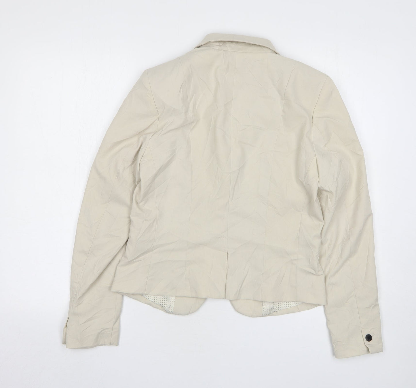 H&M Womens Beige  Polyester Jacket Suit Jacket Size 10