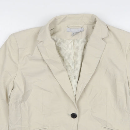 H&M Womens Beige  Polyester Jacket Suit Jacket Size 10
