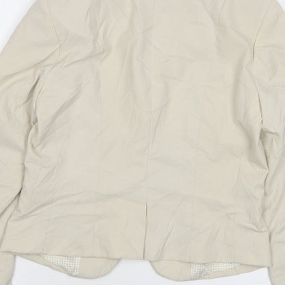 H&M Womens Beige  Polyester Jacket Suit Jacket Size 10