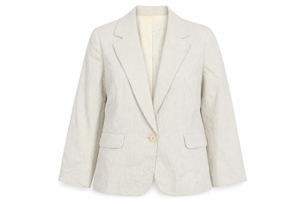 Gap Womens Beige Striped Cotton Jacket Blazer Size 10