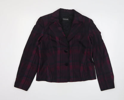 Betty Barclay Womens Purple Plaid Polyester Jacket Suit Jacket Size 14