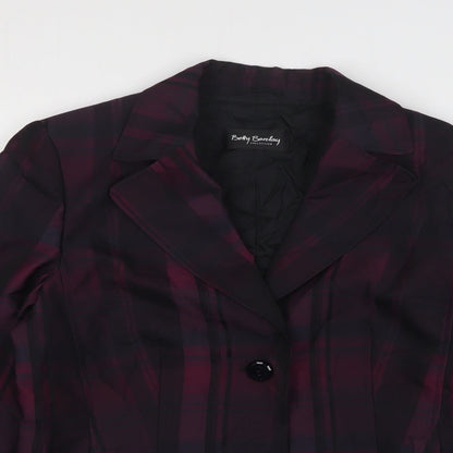 Betty Barclay Womens Purple Plaid Polyester Jacket Suit Jacket Size 14