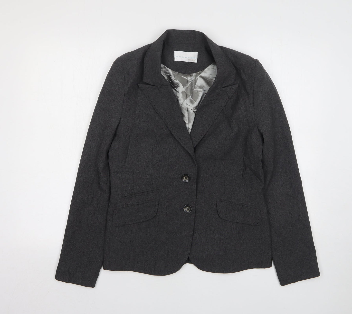 AMARANTO Womens Grey  Polyester Jacket Suit Jacket Size 12