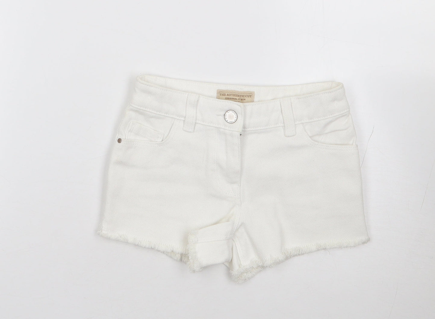 NEXT Girls Ivory  100% Cotton Cut-Off Shorts Size 5 Years  Regular Zip