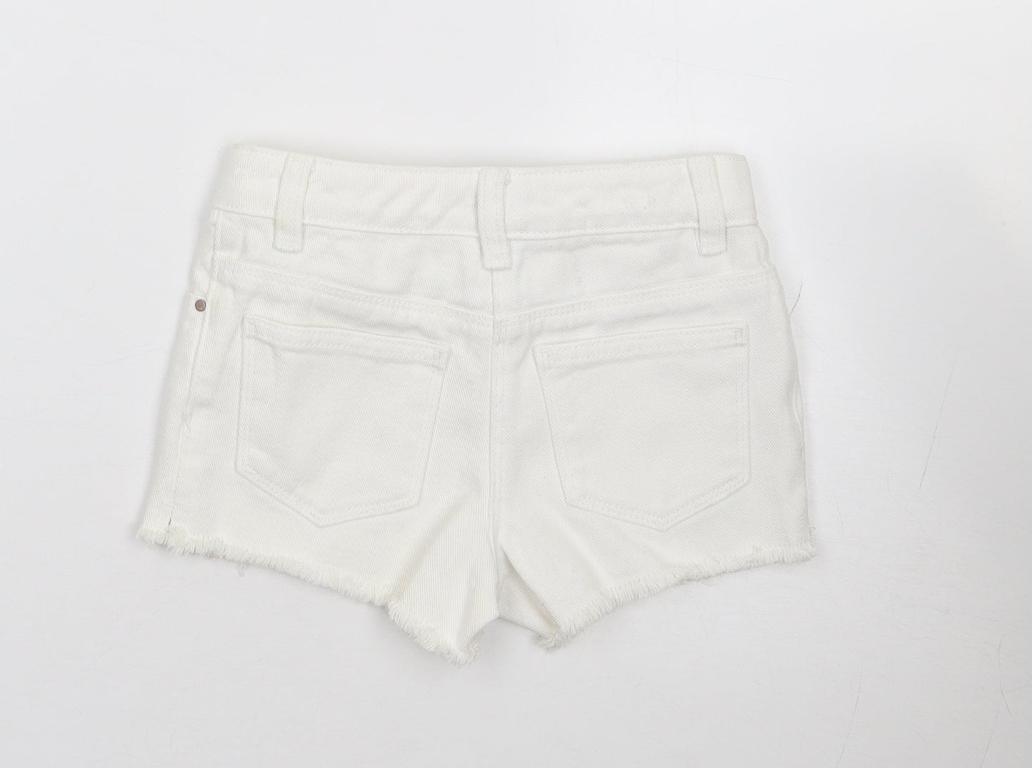 NEXT Girls Ivory  100% Cotton Cut-Off Shorts Size 5 Years  Regular Zip