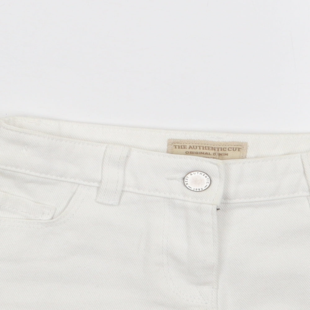 NEXT Girls Ivory  100% Cotton Cut-Off Shorts Size 5 Years  Regular Zip