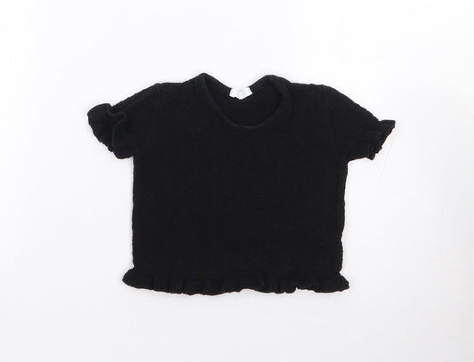 NEXT Girls Black  100% Cotton Jersey T-Shirt Size 5 Years Crew Neck Pullover