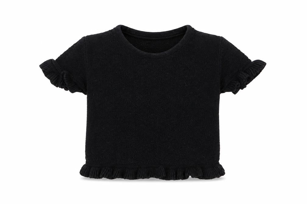 Next Girls Black  100% Cotton Jersey T-Shirt Size 5 Years Crew Neck Pullover
