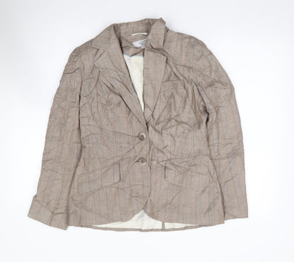 Next Womens Beige Striped Polyester Jacket Suit Jacket Size 10