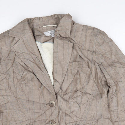 Next Womens Beige Striped Polyester Jacket Suit Jacket Size 10
