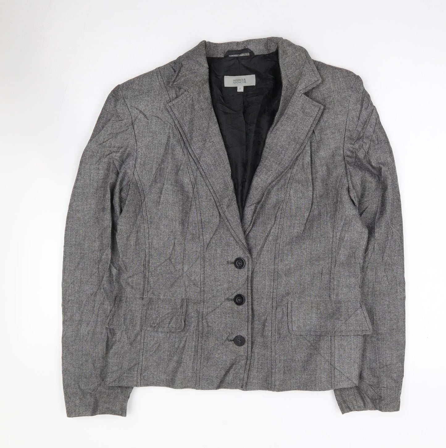 Marks and Spencer Womens Grey  Polyester Jacket Suit Jacket Size 12