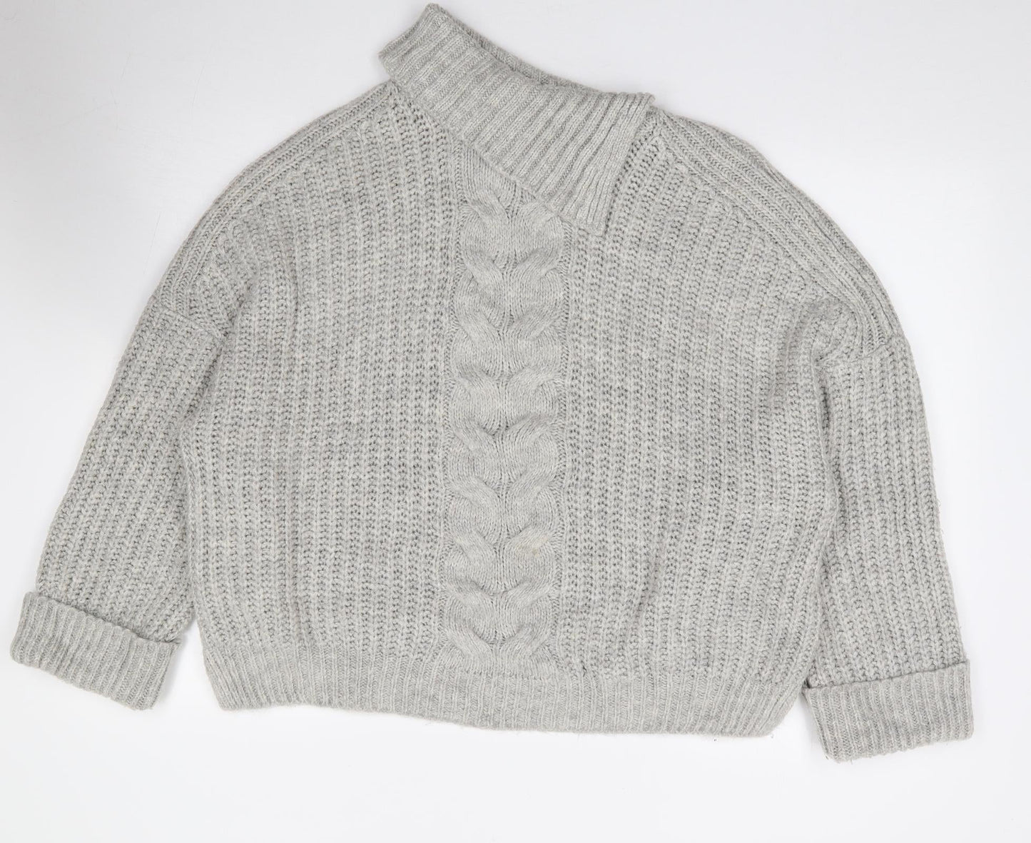 Preworn Womens Grey Roll Neck  Acrylic Pullover Jumper Size XL