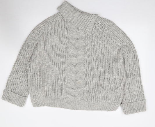 Preworn Womens Grey Roll Neck  Acrylic Pullover Jumper Size XL