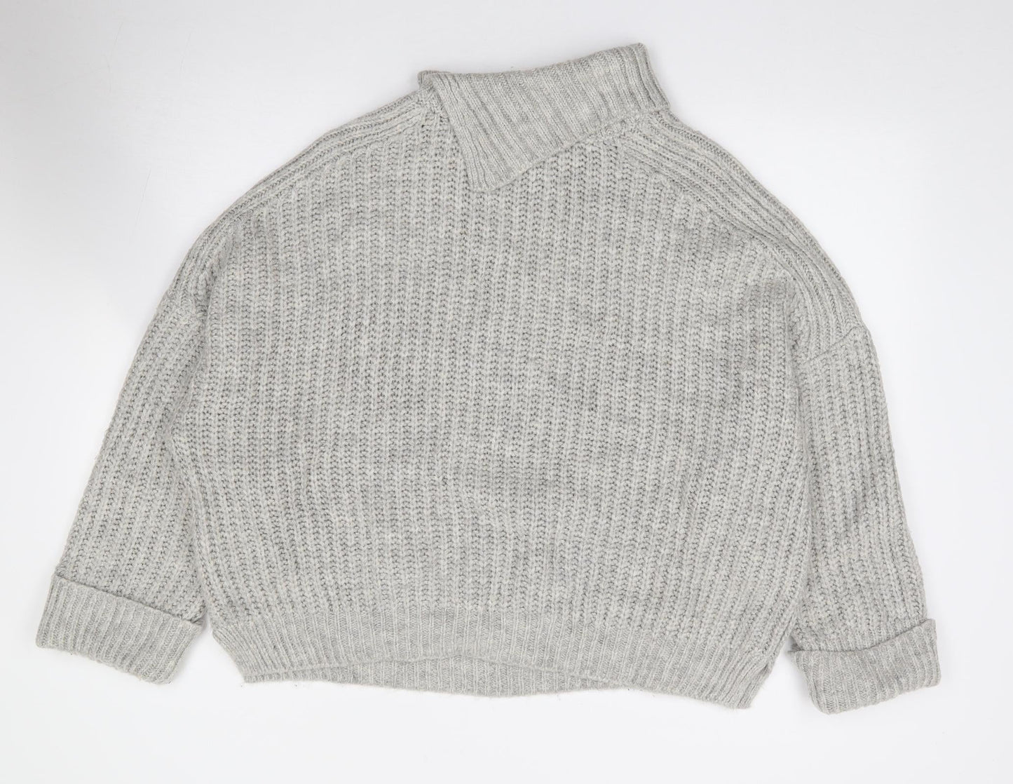 Preworn Womens Grey Roll Neck  Acrylic Pullover Jumper Size XL