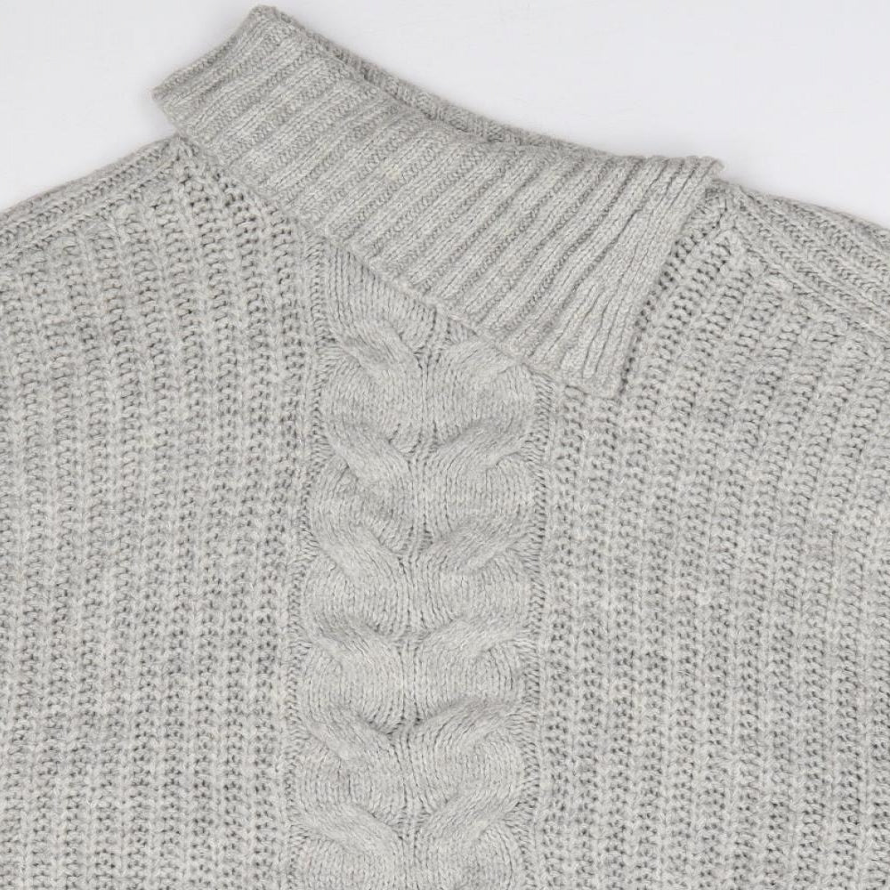 Preworn Womens Grey Roll Neck  Acrylic Pullover Jumper Size XL