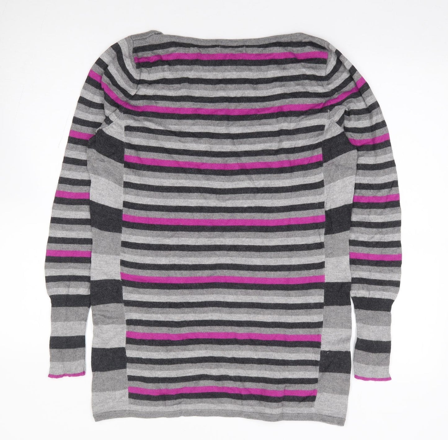 Marks and Spencer Womens Multicoloured Boat Neck Striped Polyamide Tunic Jumper Size 14