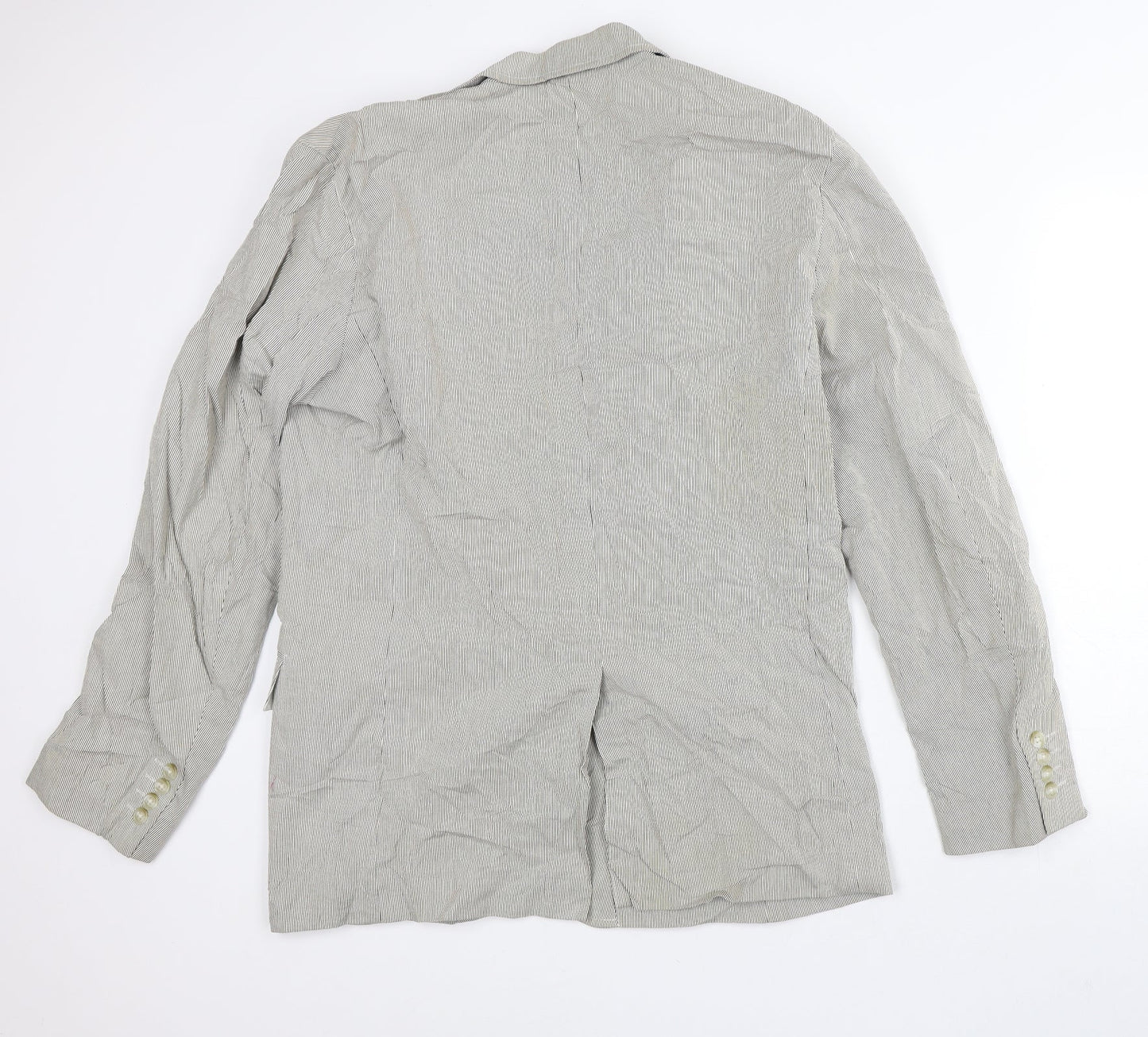 Preworn Womens Beige Striped  Jacket Blazer Size L