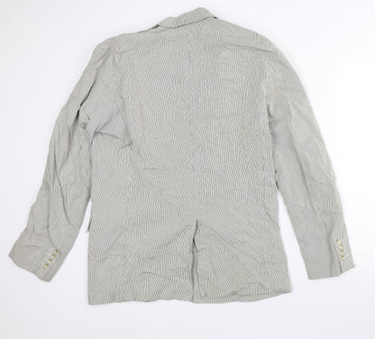 Preworn Womens Beige Striped  Jacket Blazer Size L