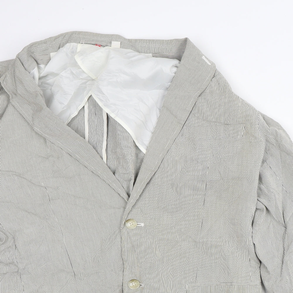 Preworn Womens Beige Striped  Jacket Blazer Size L