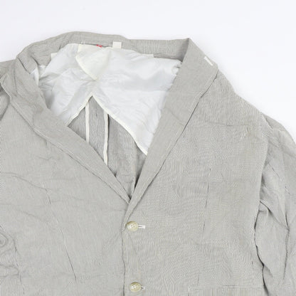 Preworn Womens Beige Striped  Jacket Blazer Size L