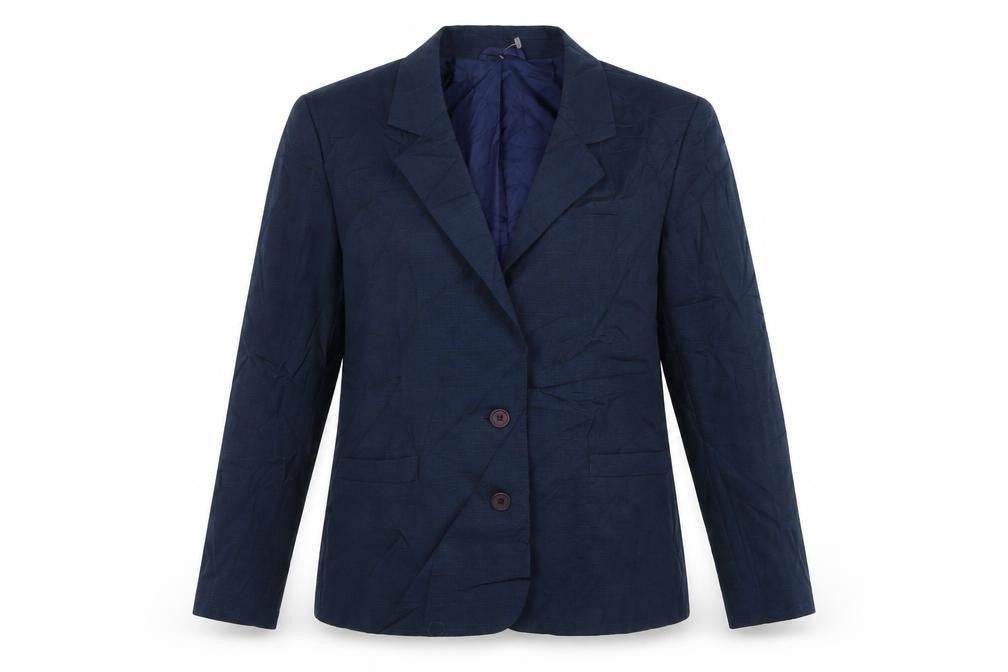 Preworn Womens Blue Check  Jacket Blazer Size 12