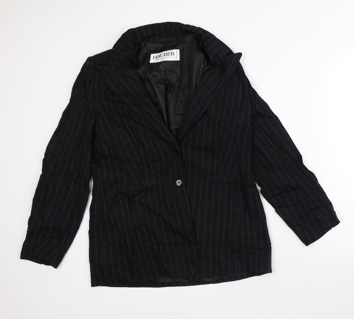 Hauber Womens Black Striped  Jacket Blazer Size 12