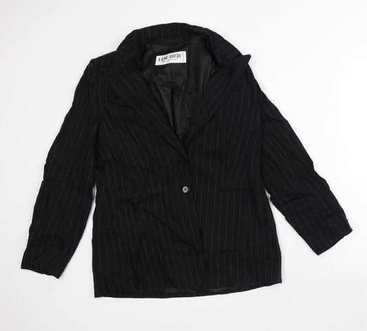 Hauber Womens Black Striped  Jacket Blazer Size 12