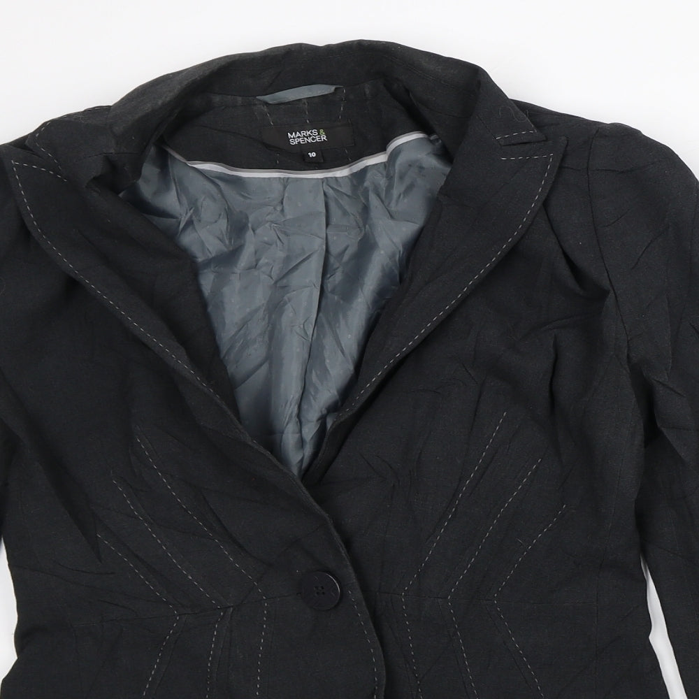 Marks and Spencer Womens Black Striped  Jacket Blazer Size 10