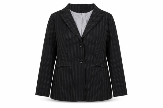AMARANTO Womens Black Striped  Jacket Blazer Size 18