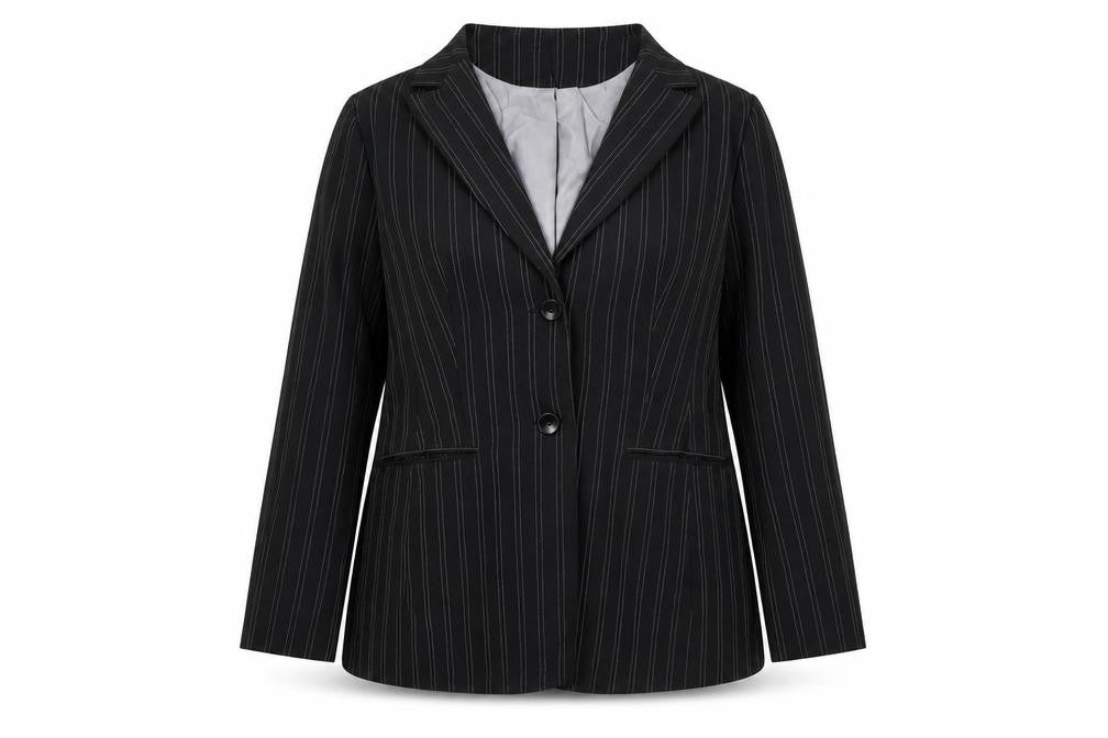 AMARANTO Womens Black Striped  Jacket Blazer Size 18
