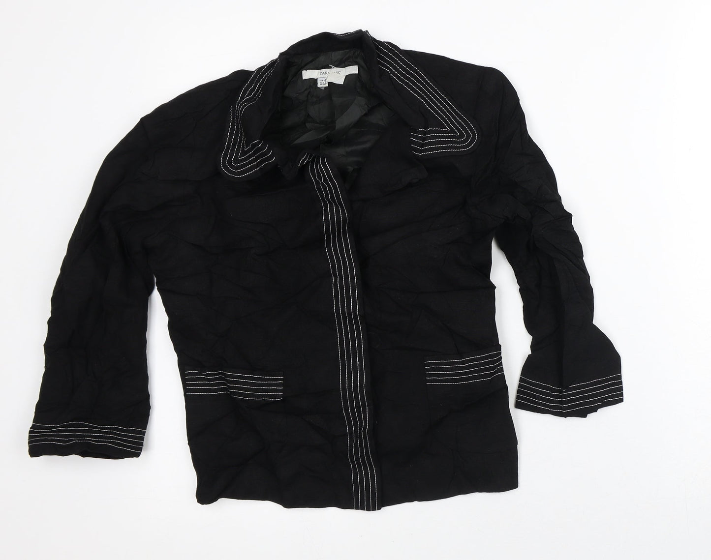 Zara Womens Black Striped  Jacket Blazer Size 8
