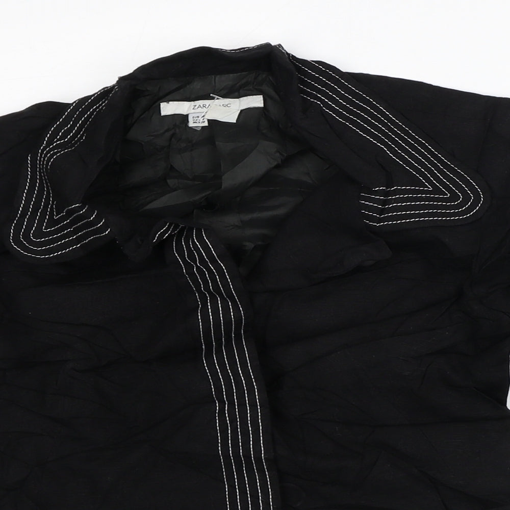 Zara Womens Black Striped  Jacket Blazer Size 8