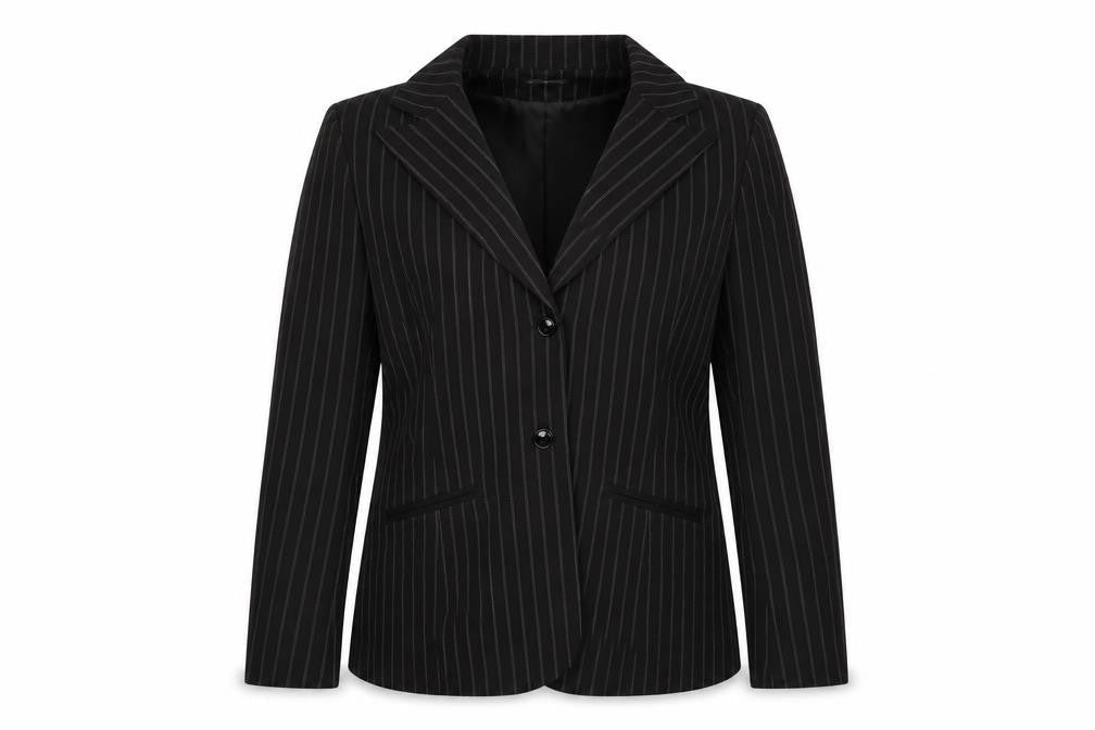 Ellie Louise Womens Black Striped  Jacket Blazer Size 12