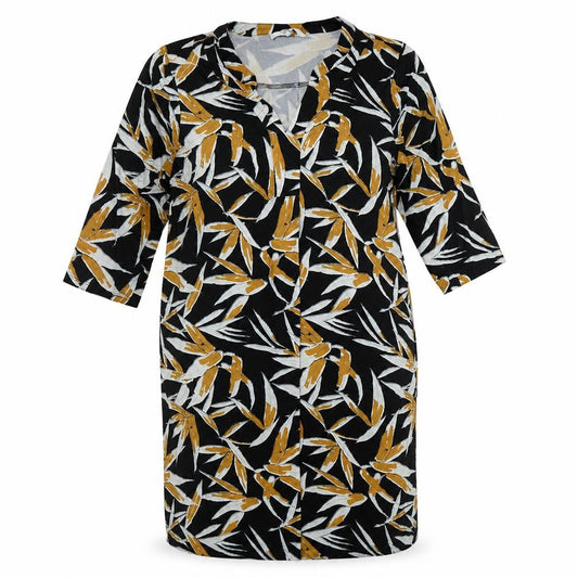 Together Womens Black Geometric Polyester T-Shirt Dress  Size 14  V-Neck