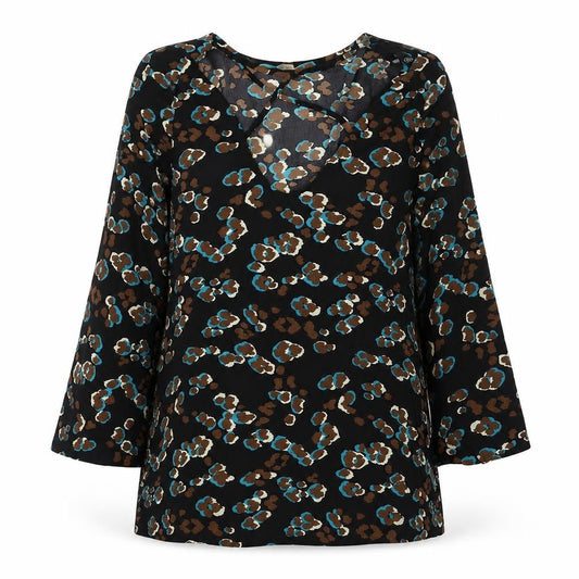 Missguided Womens Black Geometric Polyester Tunic Blouse Size 14 V-Neck