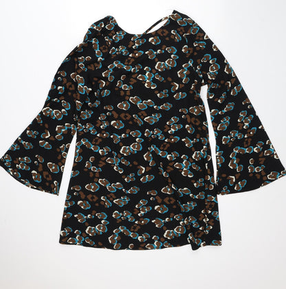Missguided Womens Black Geometric Polyester Tunic Blouse Size 14 V-Neck