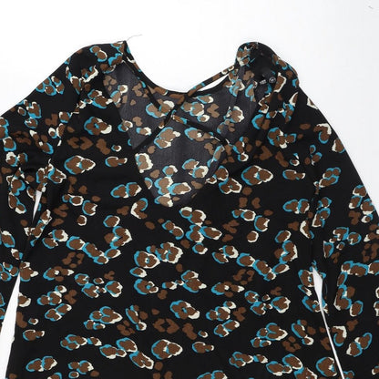 Missguided Womens Black Geometric Polyester Tunic Blouse Size 14 V-Neck