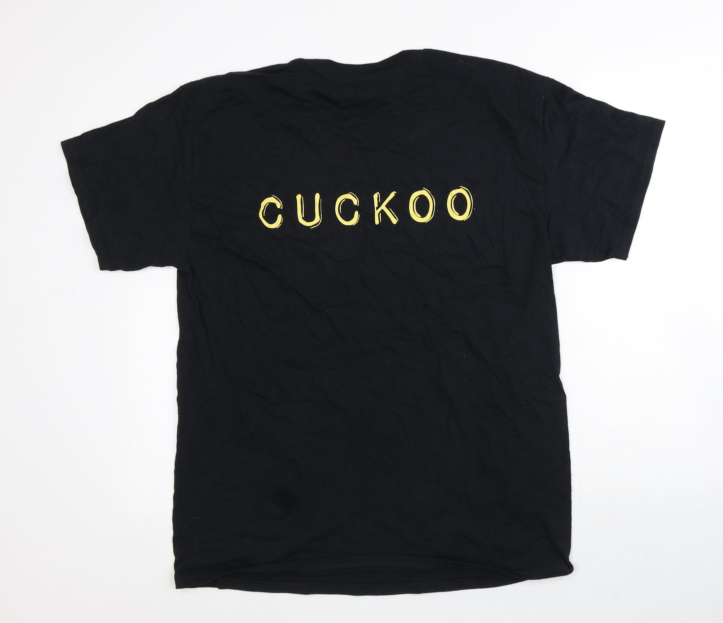 Gildan Womens Black  100% Cotton Basic T-Shirt Size L Round Neck - Cuckoo