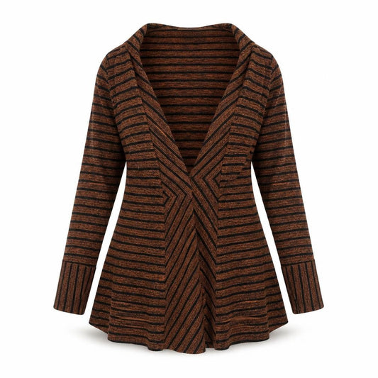 Gerard Womens Orange Round Neck Striped Polyester Cardigan Jumper Size M