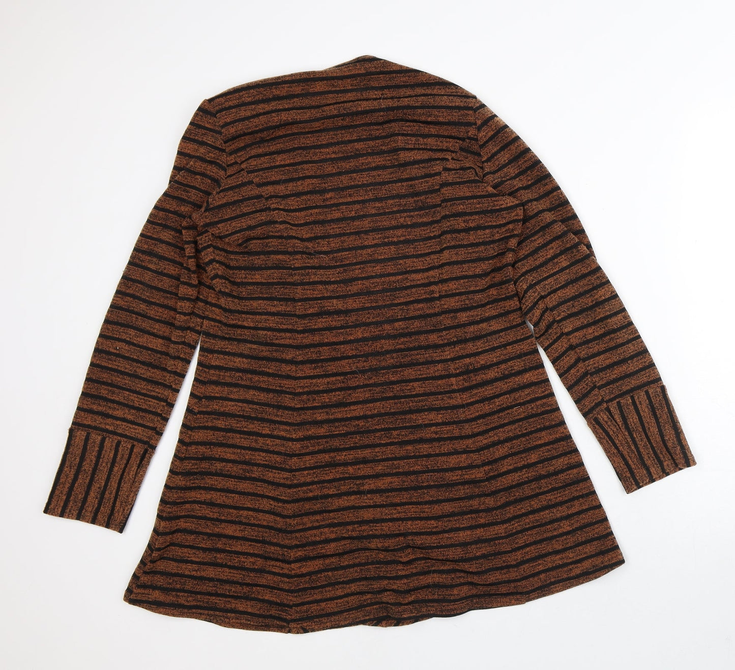Gerard Womens Orange Round Neck Striped Polyester Cardigan Jumper Size M