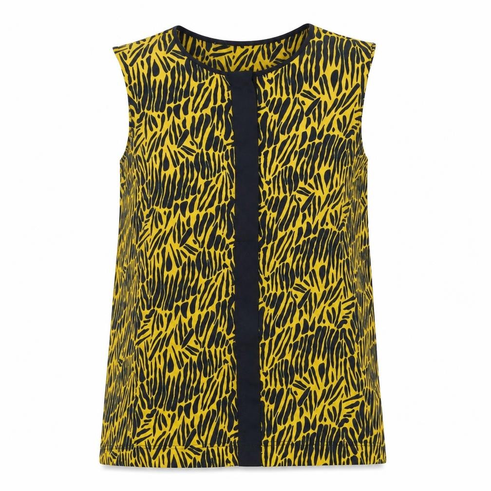 NEXT Womens Yellow Animal Print Polyester Tunic Tank Size 8 Round Neck