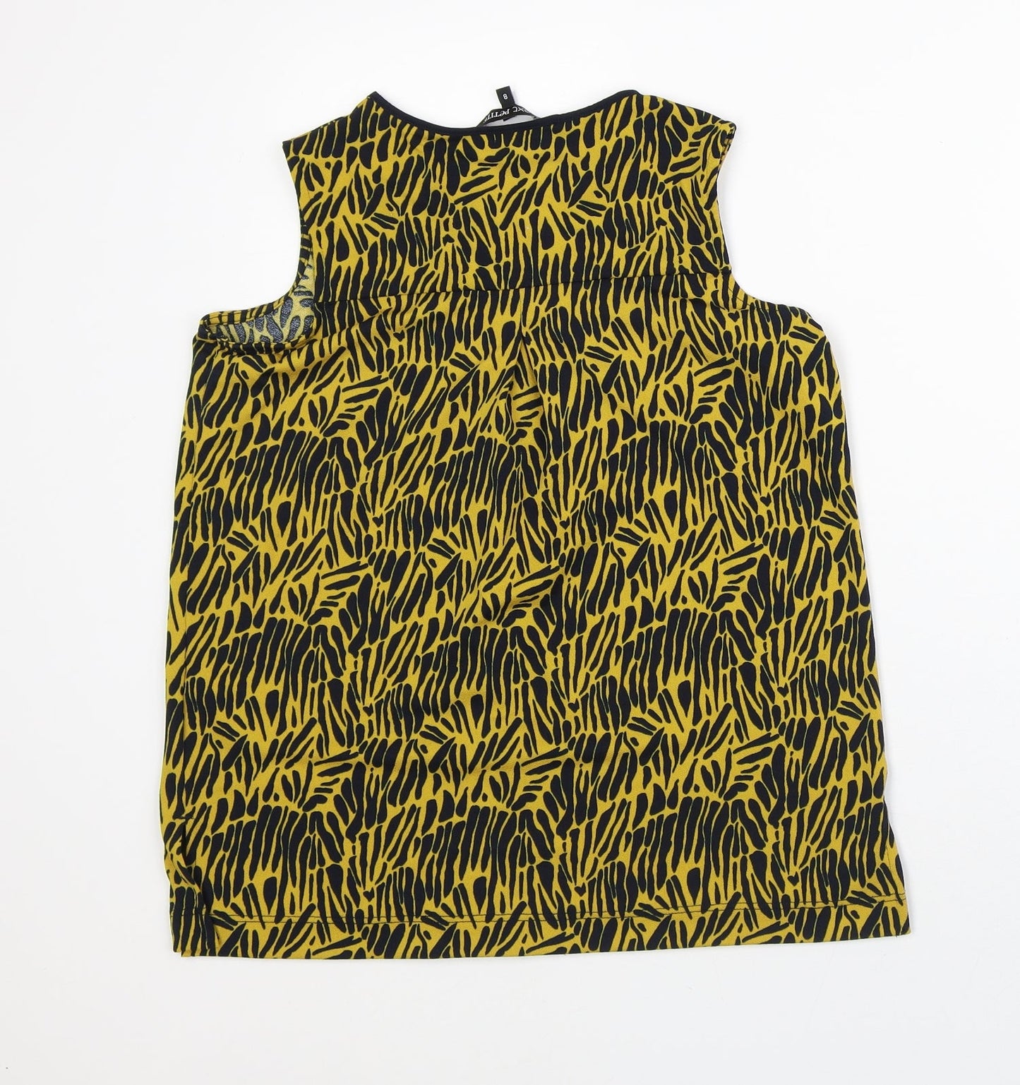 NEXT Womens Yellow Animal Print Polyester Tunic Tank Size 8 Round Neck