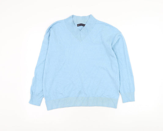 Marks and Spencer Womens Blue V-Neck  Viscose Pullover Jumper Size S